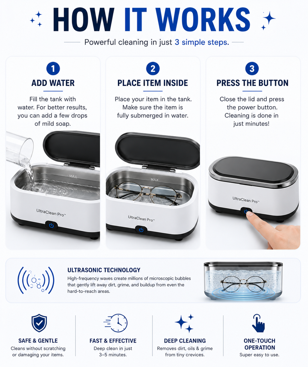 UltraClean Pro™️ Ultrasonic Cleaner